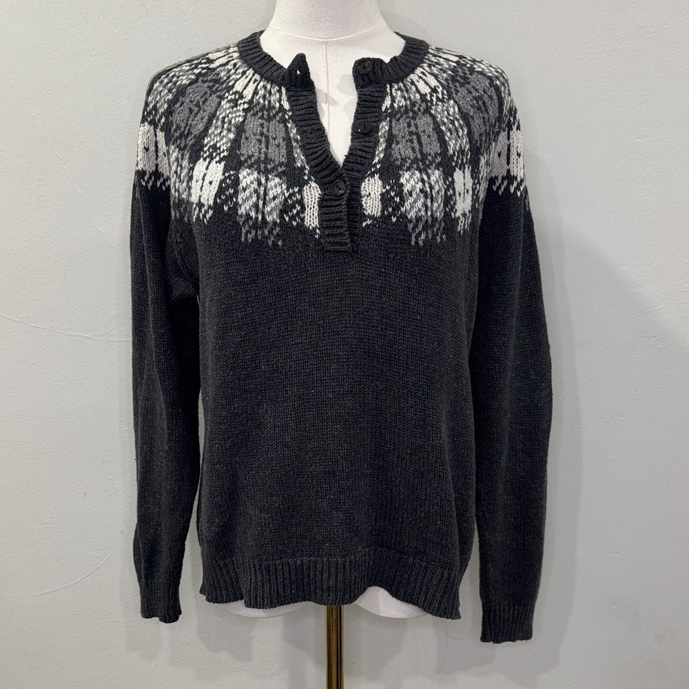 Vintage Eagle Eye Fair Isle Sweater | Size M | Cotton Blend Nordic Yolk Knit